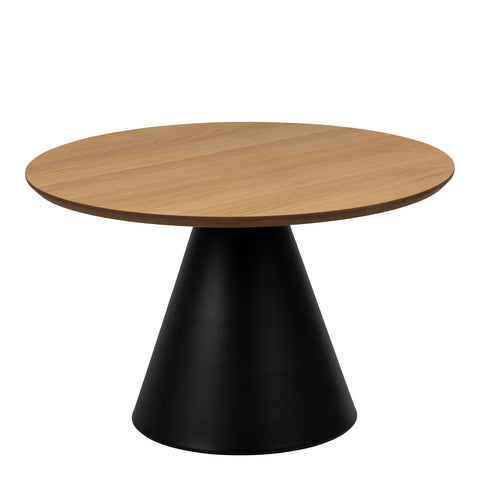 Soli Round Coffee Table in Oak/Black 65x43cm — front view