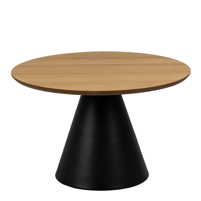 Soli Round Coffee Table in Oak/Black 65x43cm — side angle