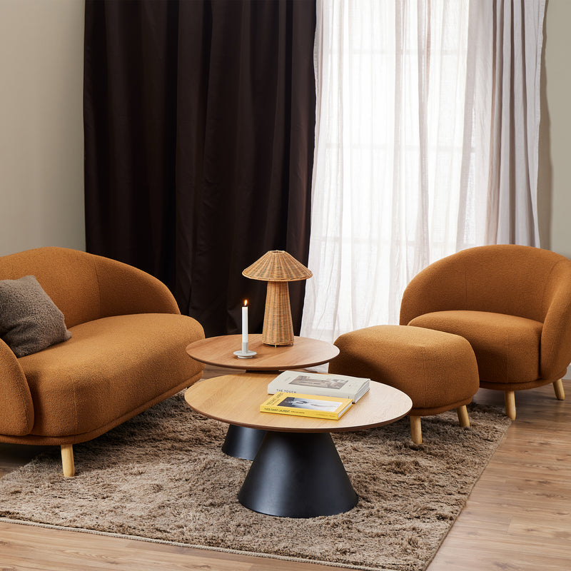 Soli Round Coffee Table in Oak/Black 65x43cm — detail view