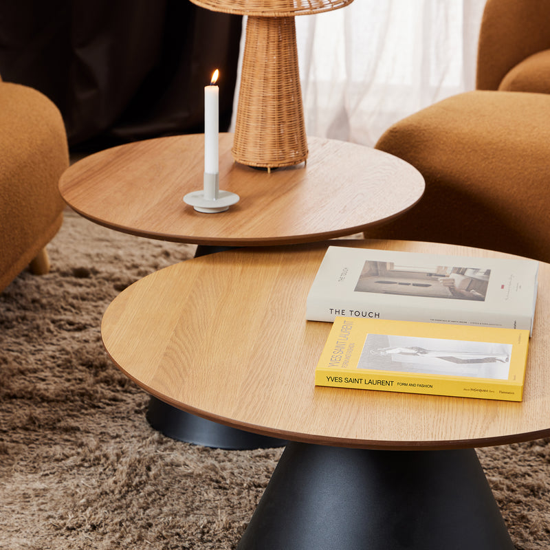Soli Round Coffee Table in Oak/Black 65x43cm — alternative angle