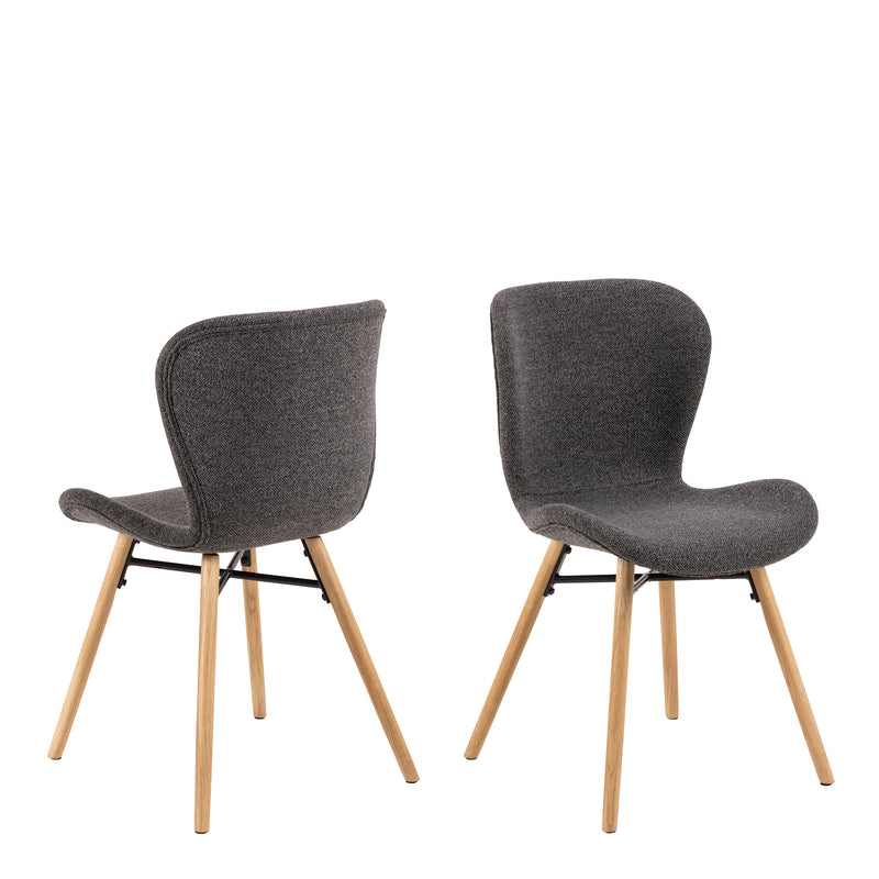 Batilda Dining Chairs with Grey Fabric and Oak Set of 2 — front view
