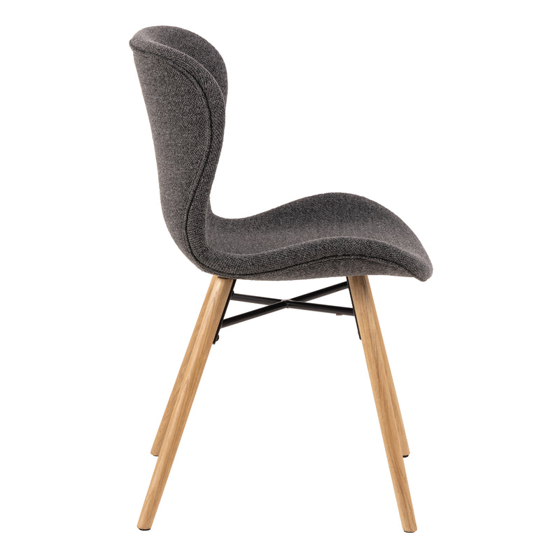 Batilda Dining Chairs with Grey Fabric and Oak Set of 2 — detail view