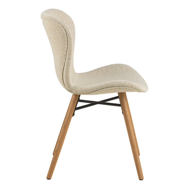 Batilda Dining Chairs with Cream Fabric and Oak Set of 2 — detail view