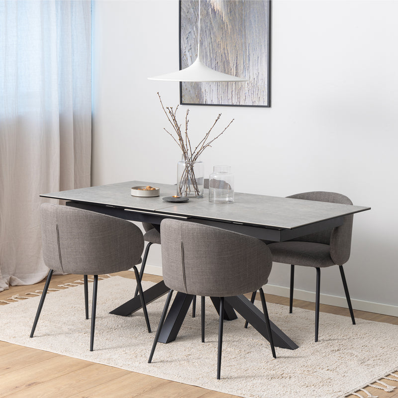 Heaven Extendable Dining Table with Ceramic Grey Top 168cm — alternative angle