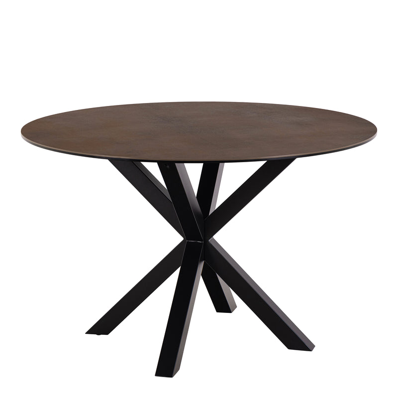 Heaven Round Dining Table with Ceramic Rusty Brown Top — front view