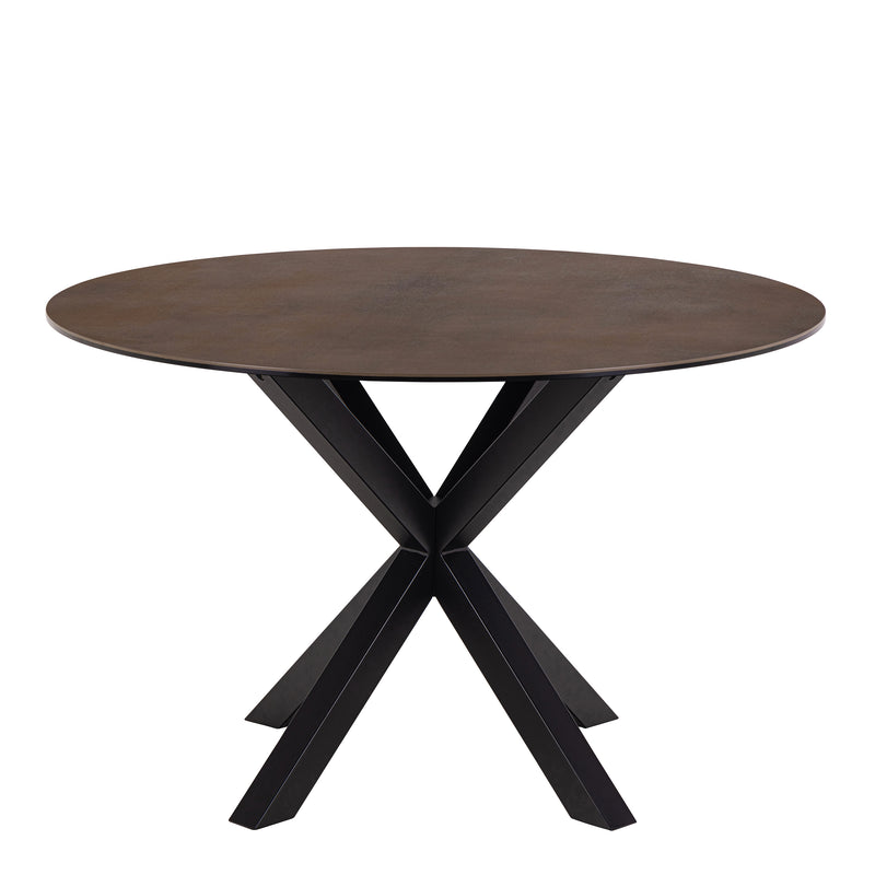 Heaven Round Dining Table with Ceramic Rusty Brown Top — side angle