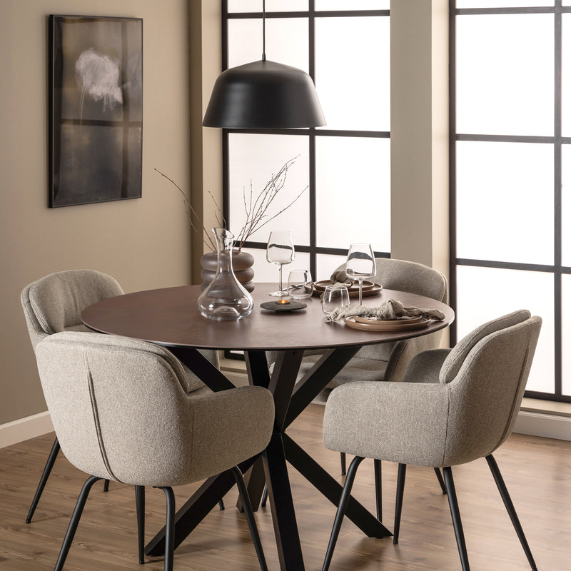 Heaven Round Dining Table with Ceramic Rusty Brown Top — detail view