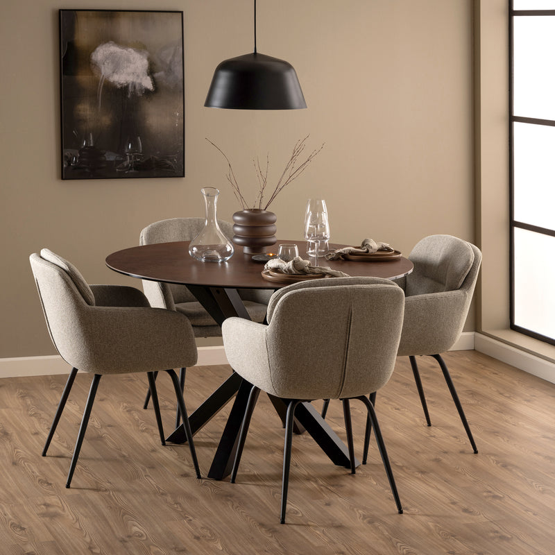 Heaven Round Dining Table with Ceramic Rusty Brown Top — alternative angle