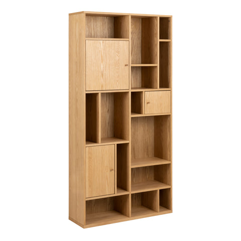 Rangoon 3 Door Large Bookcase in Oak — front view