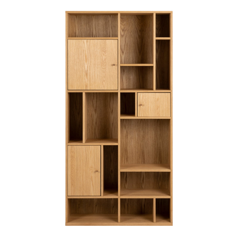 Rangoon 3 Door Large Bookcase in Oak — side angle