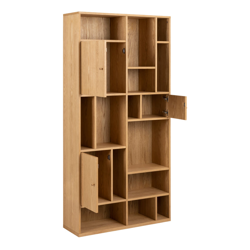 Rangoon 3 Door Large Bookcase in Oak — alternative angle