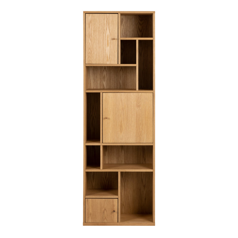 Rangoon 3 Door Bookcase in Oak — side angle
