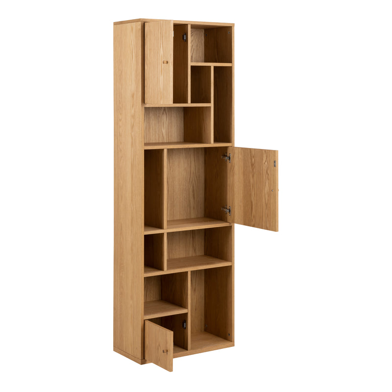 Rangoon 3 Door Bookcase in Oak — alternative angle