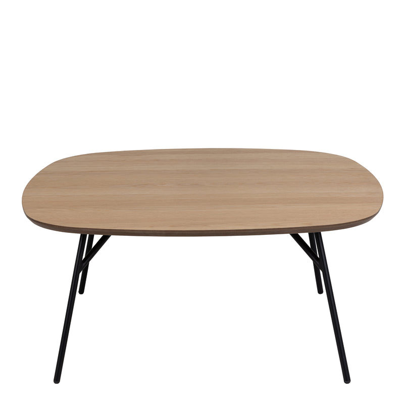 Caracas Square Coffee Table in Oak and Matt Black — side angle