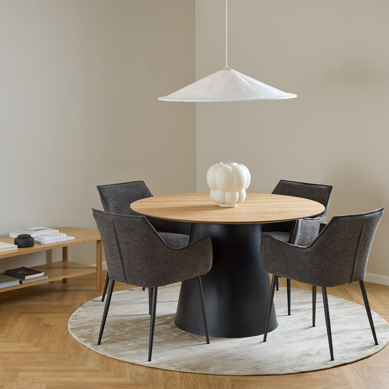 Soli Round Dining Table in Oak/Black 120cm — alternative angle