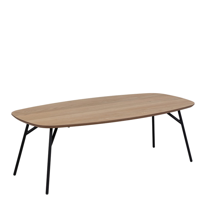 Caracas Rectangular Coffee Table in Oak and Matt Black — front view