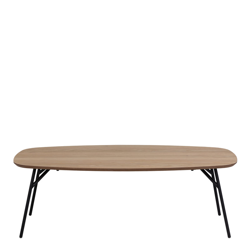 Caracas Rectangular Coffee Table in Oak and Matt Black — side angle