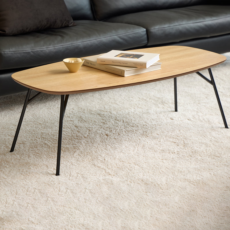 Caracas Rectangular Coffee Table in Oak and Matt Black — detail view