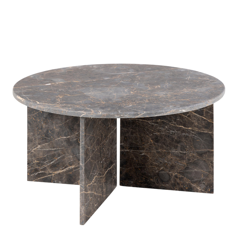 Vega Round Coffee Table with Marron Marble Top 90cm — front view