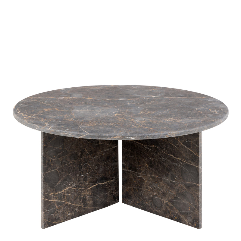 Vega Round Coffee Table with Marron Marble Top 90cm — side angle