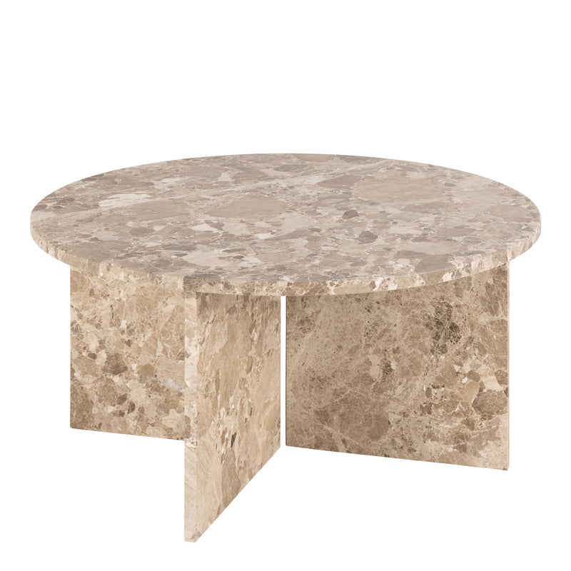 Vega Round Coffee Table with Brown Marble Top 90cm — side angle