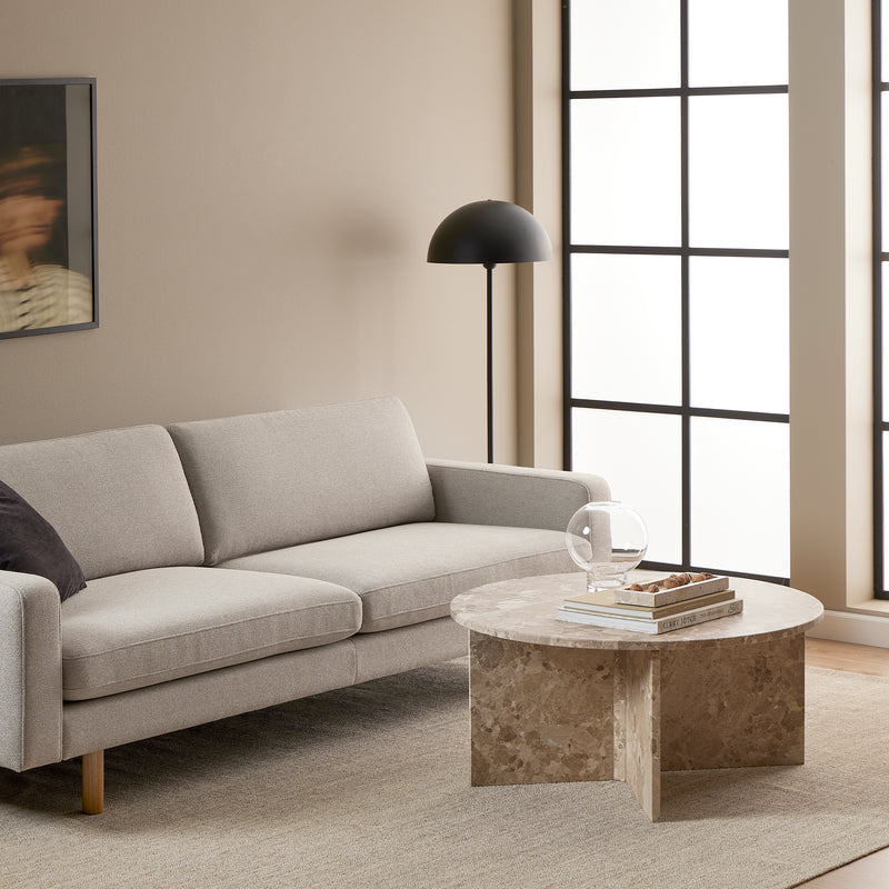 Vega Round Coffee Table with Brown Marble Top 90cm — detail view