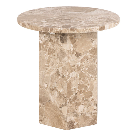 Naxos Side Table in Brown Marble — front view