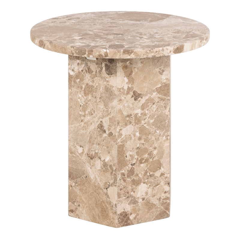 Naxos Side Table in Brown Marble — front view