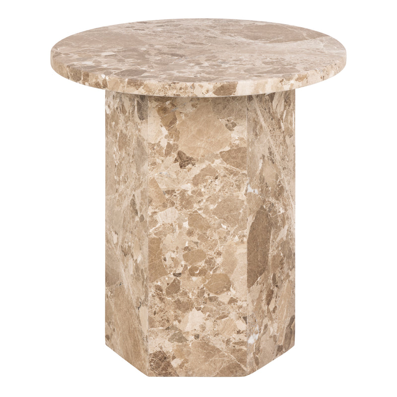 Naxos Side Table in Brown Marble — side angle