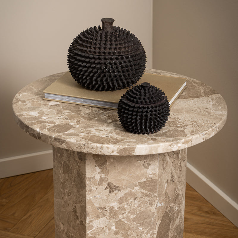 Naxos Side Table in Brown Marble — alternative angle