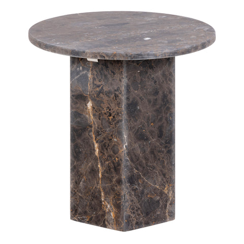 Naxos Round Side Table In Marron Marble — front view