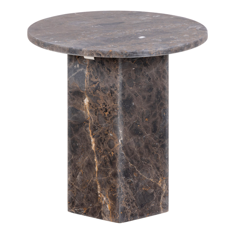 Naxos Round Side Table In Marron Marble — front view