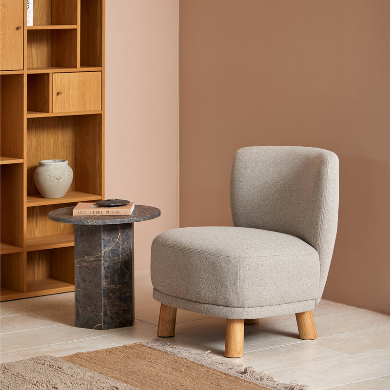Naxos Round Side Table In Marron Marble — detail view