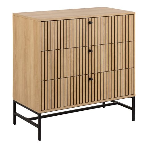 Albany Chest of 3 Drawers in Oak/Black Legs — front view