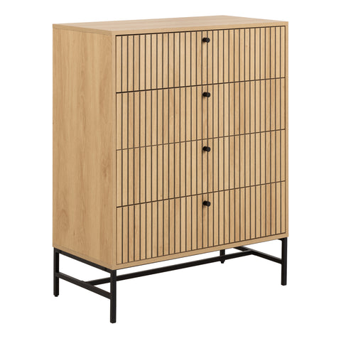 Albany Chest of 4 Drawers in Oak/Black Legs — front view