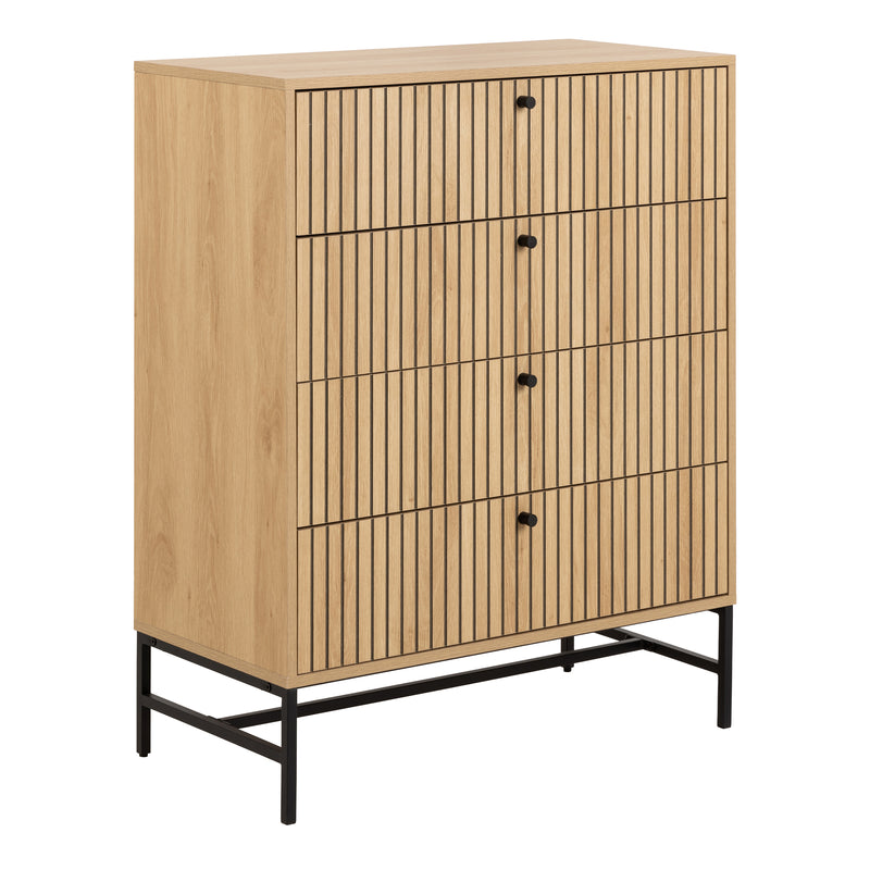 Albany Chest of 4 Drawers in Oak/Black Legs — front view