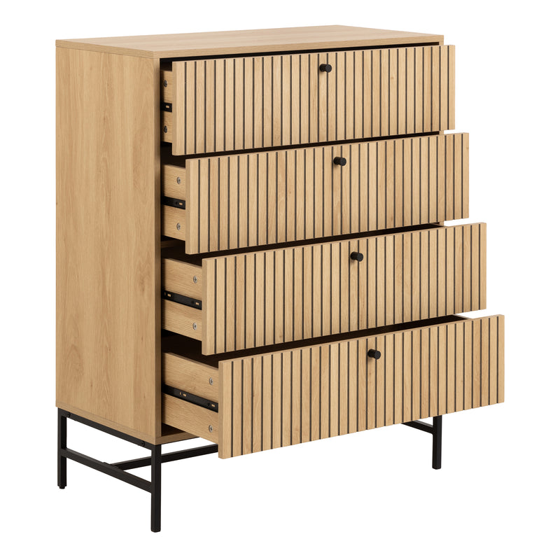 Albany Chest of 4 Drawers in Oak/Black Legs — alternative angle