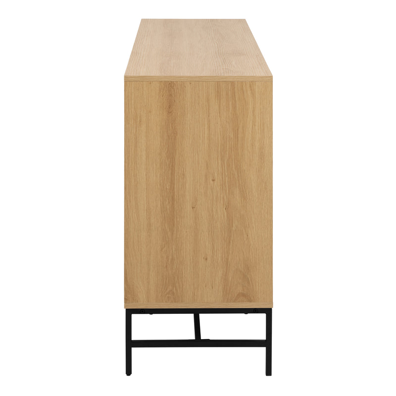 Albany Wide Chest of 6 Drawers in Oak/Black Legs — detail view