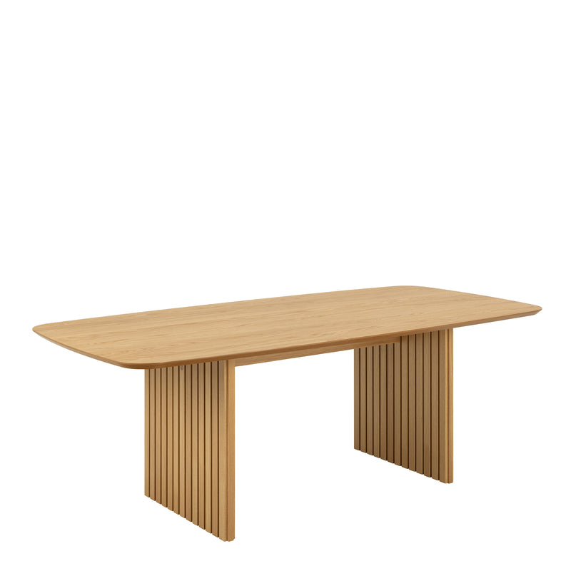 Christo Dining Table in Oak 220x105cm includes 6 Ida Dining Chairs in Black — side angle