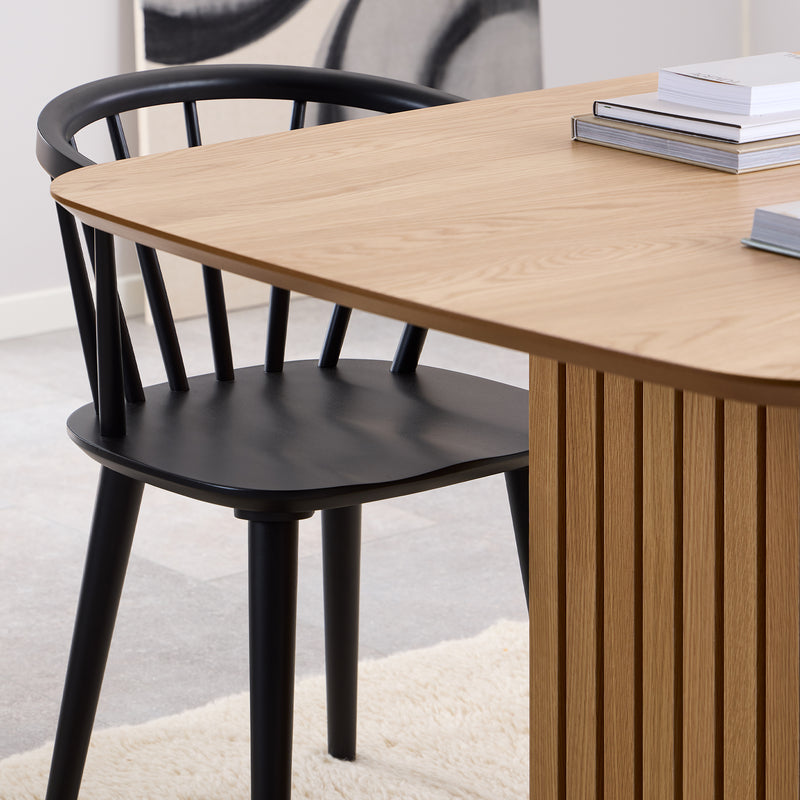 Christo Dining Table in Oak 220x105cm includes 6 Ida Dining Chairs in Black — alternative angle