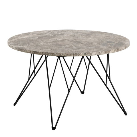 Prunus Round Coffee Table in Brown Marble and Matt Black Coated Steel Base 80x46.4cm — front view