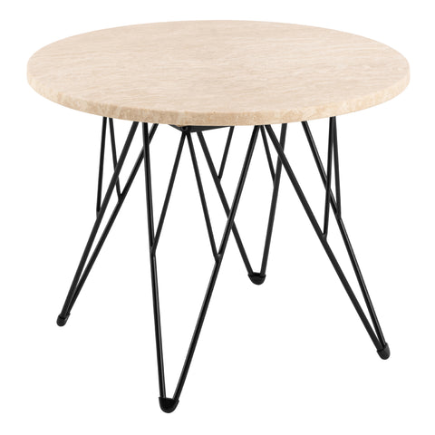 Prunus Round Side Table in Matt Beige and Black Coated Steel Base 55x41.4cm — front view