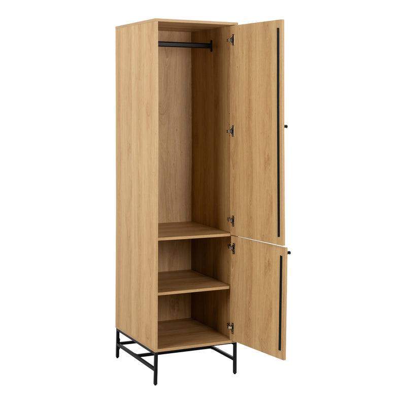 Albany Wardrobe 2 Doors in Oak/Black Legs — alternative angle