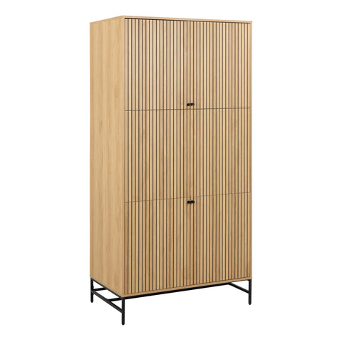 Albany Wardrobe 4 Doors in Black/Oak — front view
