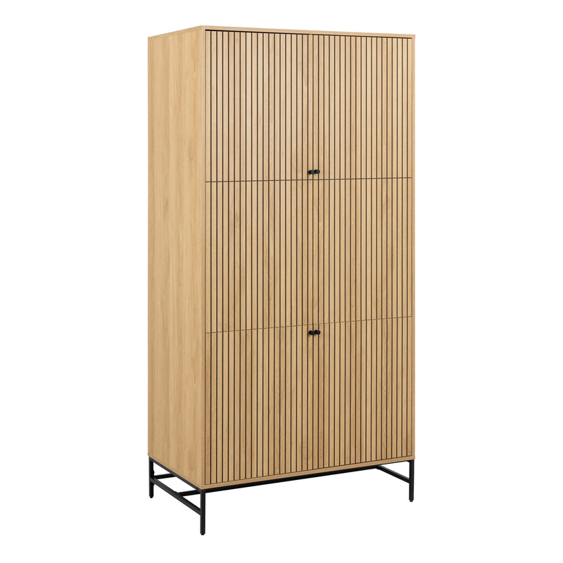Albany Wardrobe 4 Doors in Black/Oak — front view