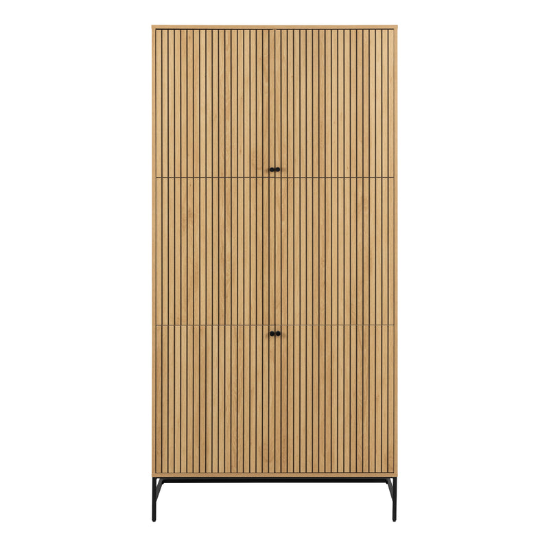 Albany Wardrobe 4 Doors in Black/Oak — side angle