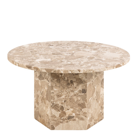 Naxos Round Coffee Table in Brown Marble — front view