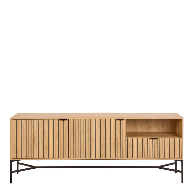 Jaipur Sideboard With 2 Doors and 2 Shelves in Oak — side angle