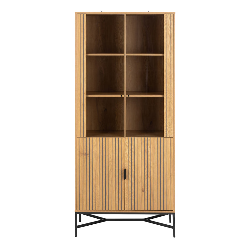 Jaipur Display Cabinet With 4 doors and 6 Shelves in Wild Oak — side angle