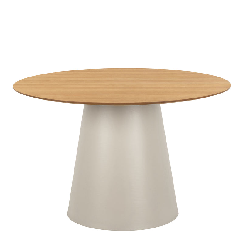 Soli Round Dining Table in Oak/Grey 120cm — side angle